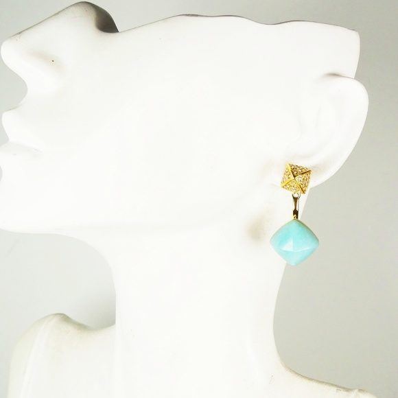MICHAEL KORS Gold Plated Teal Blush Amazonite Pyramid Ear Jacket - Picture 7 of 8